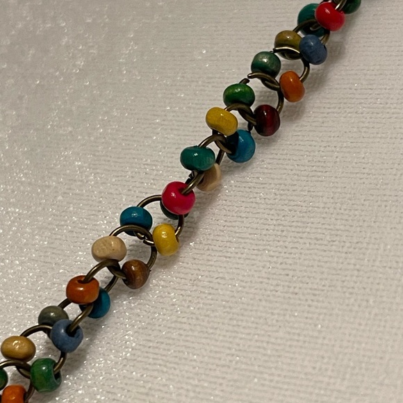 Colorful 18” necklace with metal rings and wooden beads - Picture 9 of 9